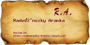 Radvánszky Aranka névjegykártya