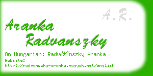 aranka radvanszky business card